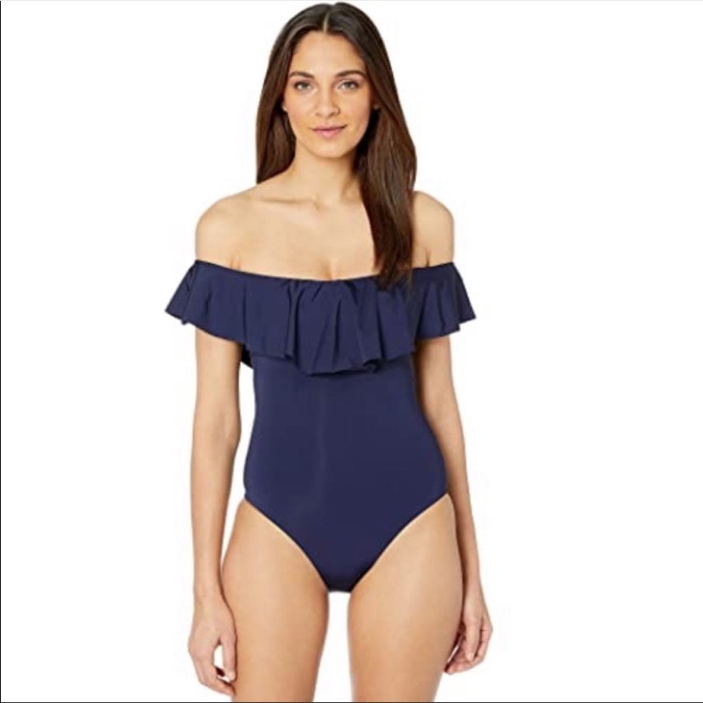 trina turk off the shoulder swimsuit